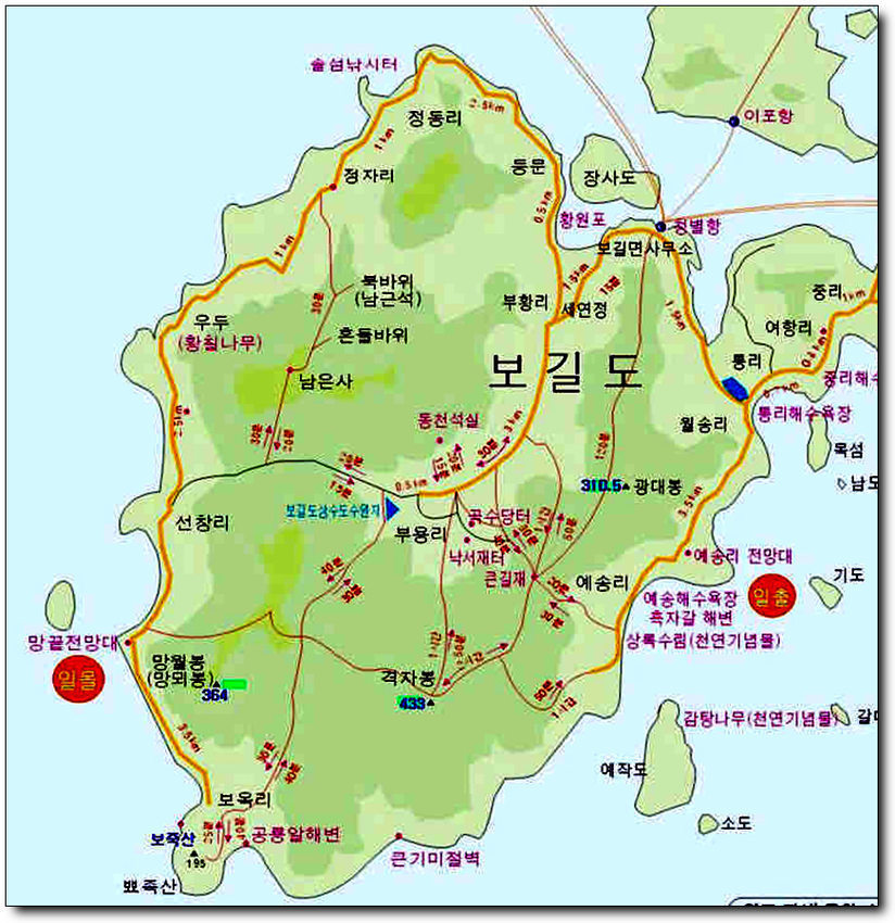 완도군 보길도 지도