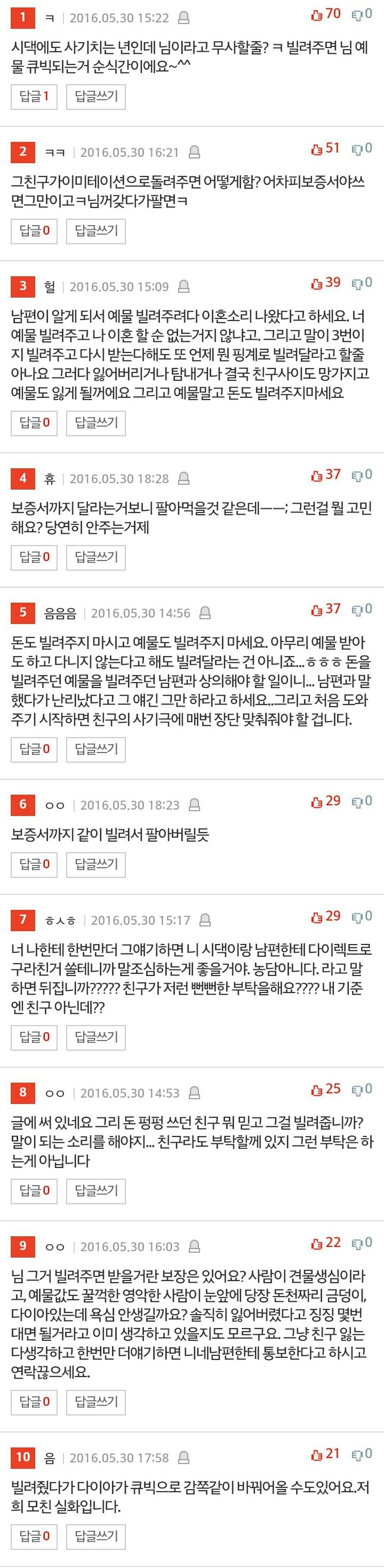 천만원 상당 예물을 빌려달라는 친구가 있습니다. +댓글 | 인스티즈