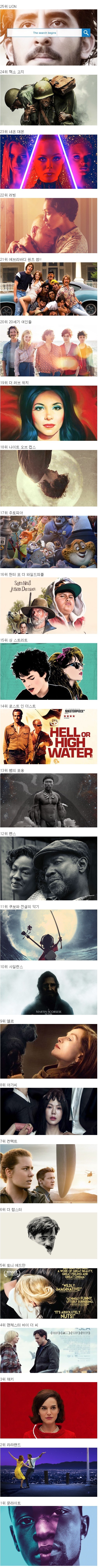 미국에서 선정한 2016년도 최고영화 top25 | 인스티즈