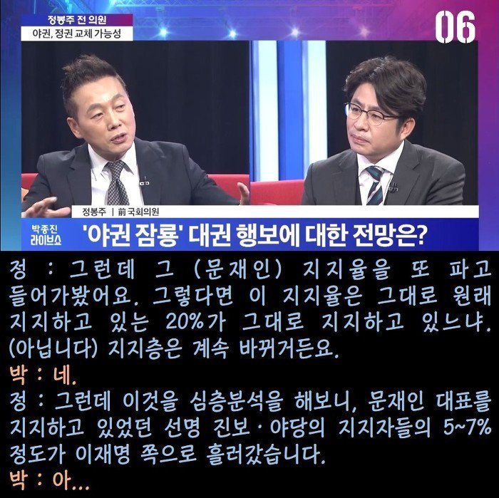  정봉주의 문재인 지지율 분석 | 인스티즈