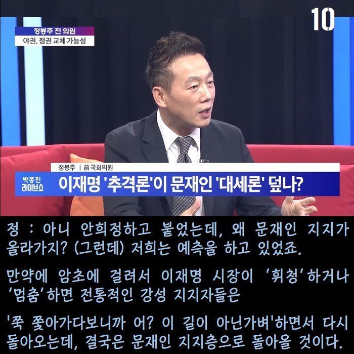  정봉주의 문재인 지지율 분석 | 인스티즈