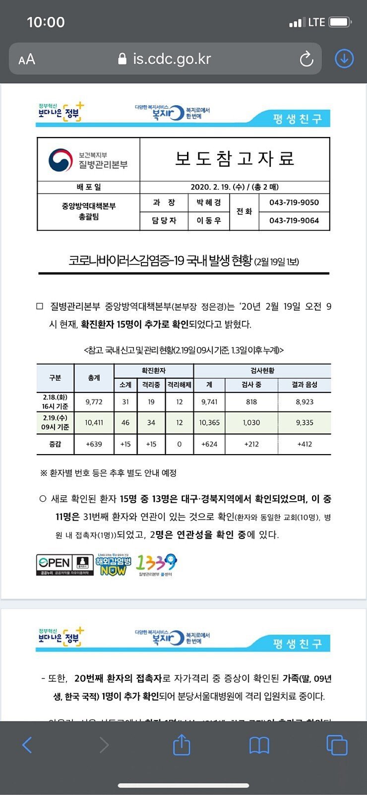 추가확진자 15명중 10명은 31번 환자와 동일 교회 | 인스티즈